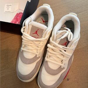 Jordan Air Sneakers in White and Gray with Red Highlights